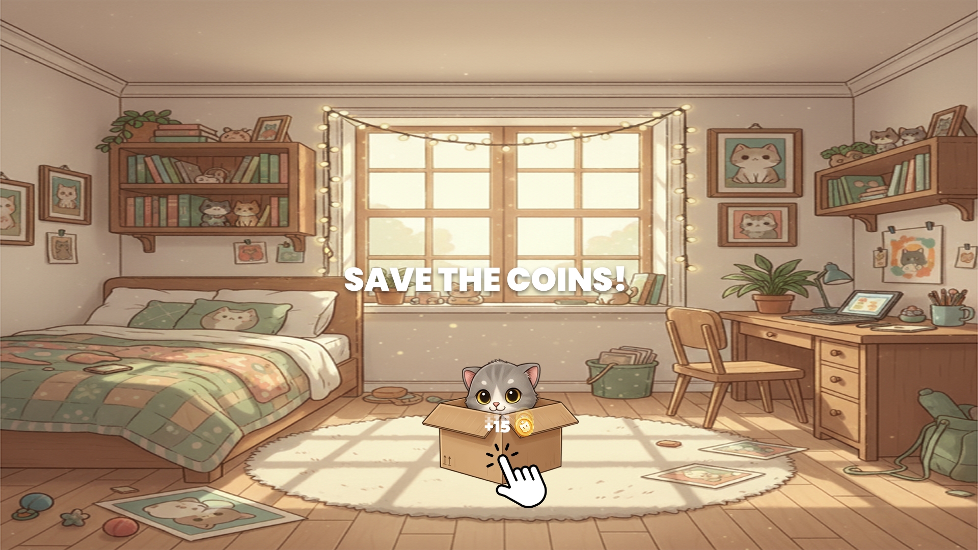 Cat Clicker — game world, cat in a box