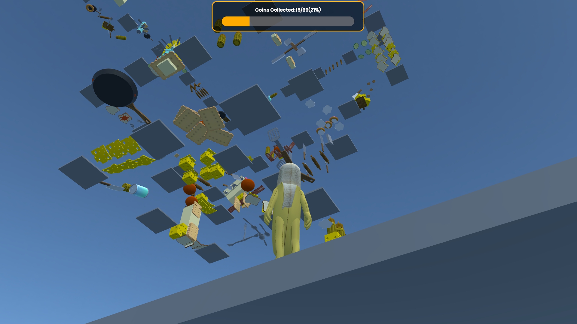 Sausage Parkour — parkour parmi des objets volants