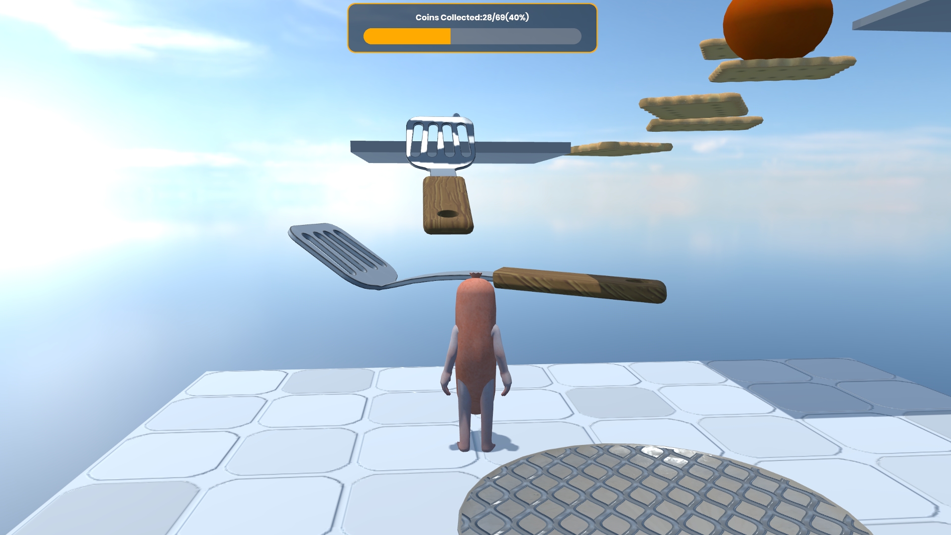 Sausage Parkour — parcours avec des obstacles spatules