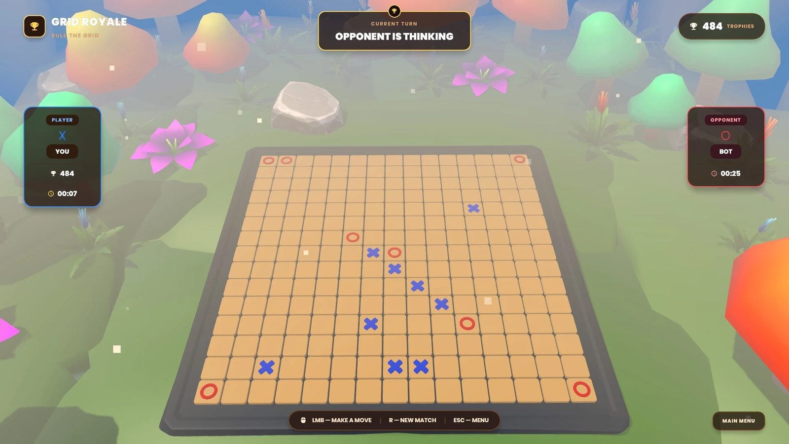 15×15 arena: the biggest board